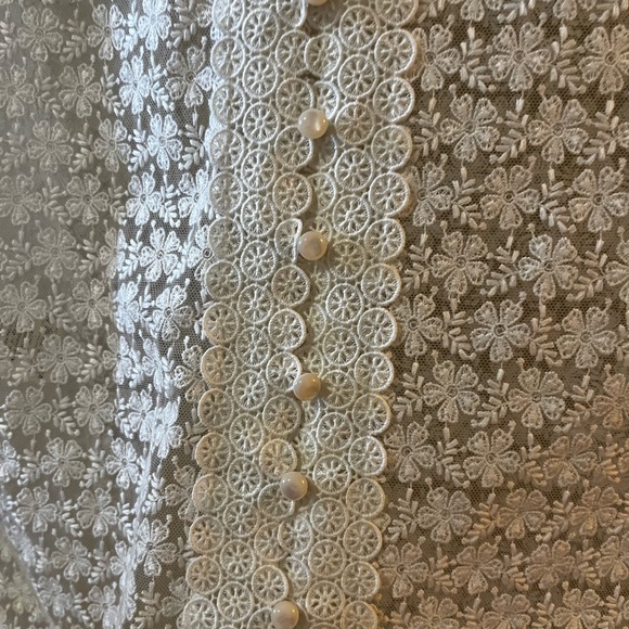 Sezane Cream Lace Long-Sleeve Blouse - Picture 8 of 10